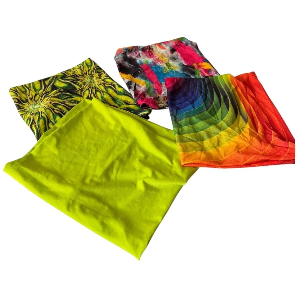 Book Sox Lot of 4 Book Covers Y2k Fabric Colorful Abstract‎ Green Rainbow 611